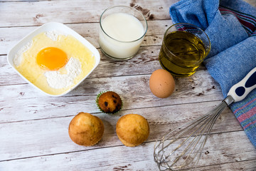 muffins on wooden background