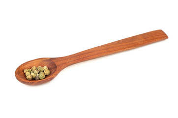 Green pepper peas in spoon