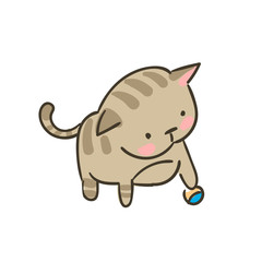 doodle cute little cat vector play ball
