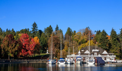 Stanley Park and seawall in Vancouver, Canada. It is largest urban park with beaches, trails,...