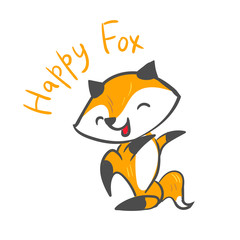 vector character fox baby happy dance isolated