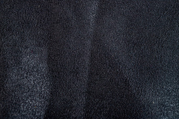 Close up of natural black suede leather background