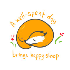 vector character fox baby happy sleep print