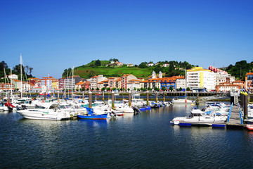 Fototapeta na wymiar Summer cityscape of Ribadesella resort, Spain, Europe