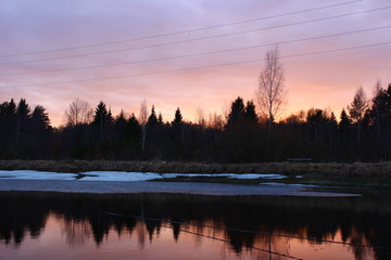 sunset over the lake