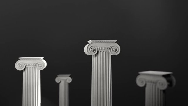 camera move through ancient greek Ionic column order.Alpha channel