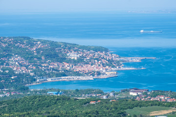 Fototapeta na wymiar View from castle Socerb to adriatic sea with city Muggia