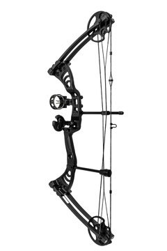 modern, compound hunting bow and arrows  isolated on white