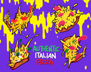 Hand drawn pizza icon / illustration