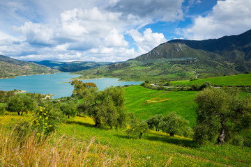 Landscape with lake near Zahara de la Sierra