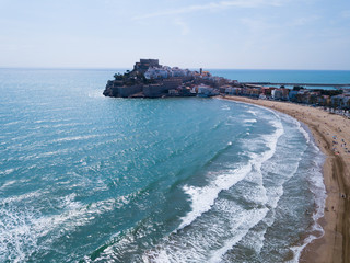 View of Peniscola with castle on crag