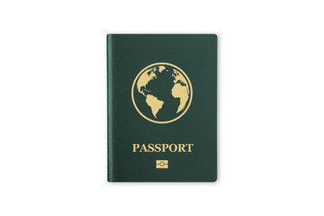 Fototapeta na wymiar Green Realistic International Passport on White