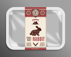 Vector rabbit meat packaging illustration