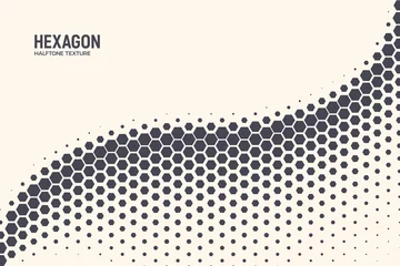 Fotobehang Hexagon Shapes Vector Abstract Geometric Technology Oscillation Wave Isolated on Light Background. Halftone Hex Retro Simple Pattern. Minimal 80s Style Dynamic Tech Wallpaper © yamonstro