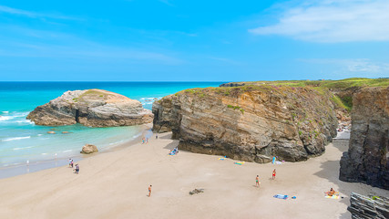 Famous beach of the Cathedrals (Playa de las Catedrales) in Ribadeo, Galicia, Spain © Fominayaphoto