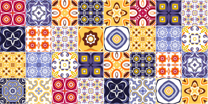 Traditional ornate portuguese decorative tiles azulejos. vector