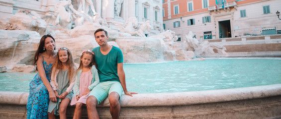 Family near Fontana di Trevi, Rome, Italy.