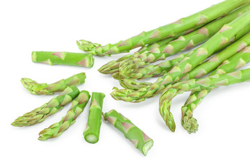 Fresh sprouts of asparagus isolated on white background