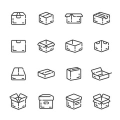 Set of delivery, send box or package outline icons. Vector illustration.