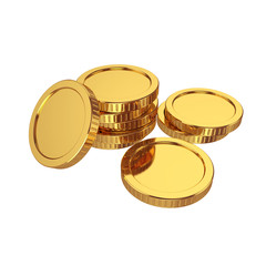 Gold coins isolated on white background, 3D rendering