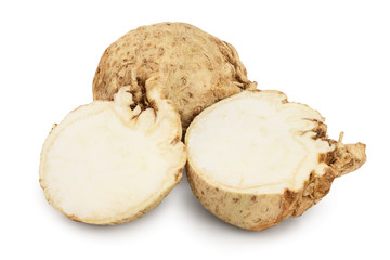 Fresh celery root isolated on white background