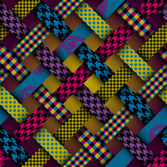 Seamless vector image. Patchwork plaid pattern. Imitatin of interweaving ribbons.
