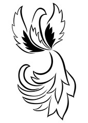Bird - black and white print. Vector logo design.