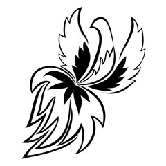 Bird - black and white print. Vector logo design.