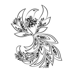 Bird - black and white print. Vector logo design.