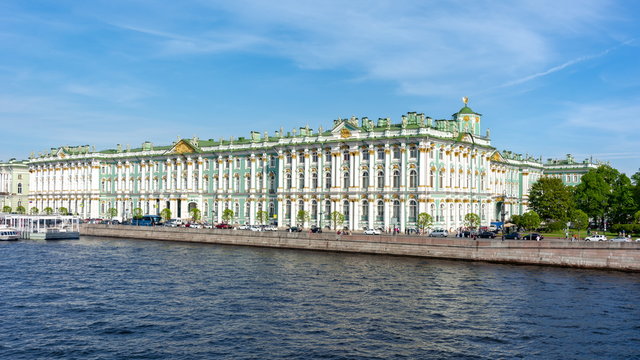 Winter Palace (Hermitage museum) and Neva river, Saint Petersburg, Russia