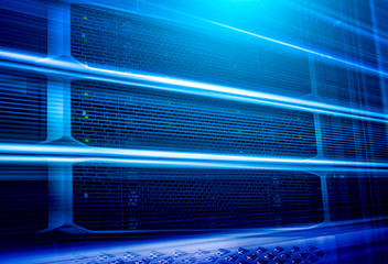 Panel mainframe of modern servers in data center motion background