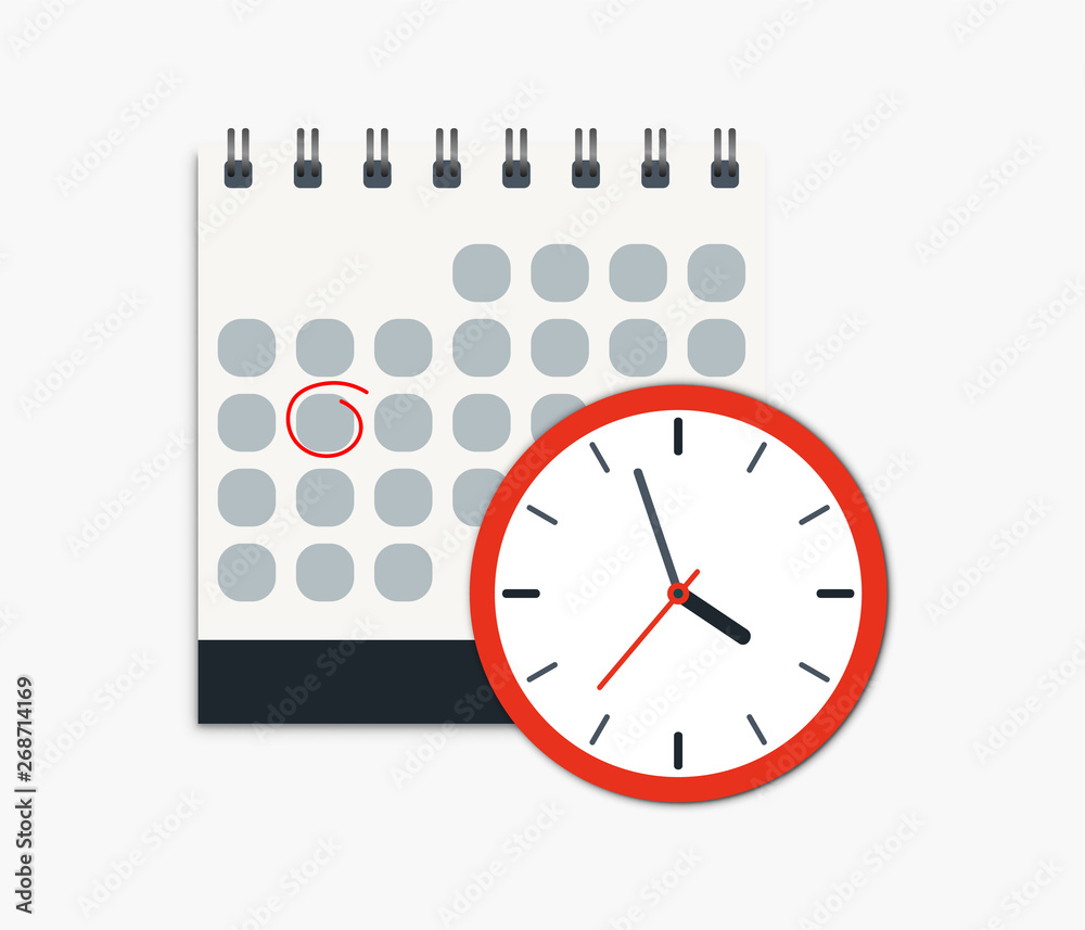 Poster calendar and clock icon. concept of schedule, appointment, important date. can use for web banner, i