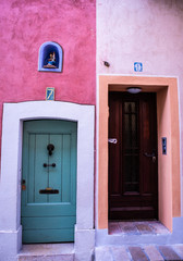 Two houses  entrance of the village Valbonne in the south of France