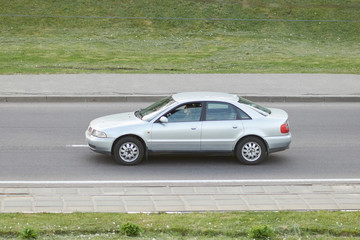 Passenger car silver in the city