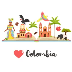 Fototapeten Tourist poster with famous destination of Colombia © danceyourlife