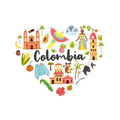 Fototapeten Touristenplakat mit berühmtem Ziel von Kolumbien © danceyourlife