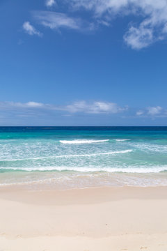 Looking out to sea from an idyllic beach on the caribbean island of Barbados