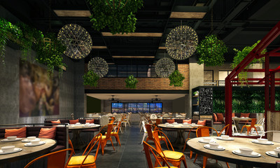 3d render of restaurant cafe