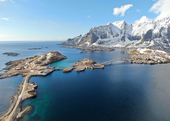 aerial view of Hanoy area in Lofoten Islands