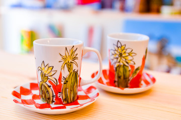 hand painted tea mugs