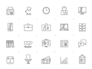 Line Business and office, equipment icons - vector icon set