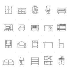 Line different kind of furniture icons - vector icon set