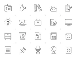 Line Office and Business Web Icons - vector icon set