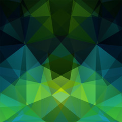 Obraz premium Abstract mosaic background. Triangle geometric background. Design elements. Vector illustration. Green, blue colors.