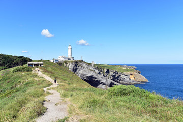 Fototapeta na wymiar Lighthouse of Cabo Mayor on a sunny day, santander, Cantabria, North Spain