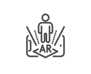 Augmented reality phone line icon. VR simulation sign. 3d person symbol. Quality design element. Linear style augmented reality icon. Editable stroke. Vector