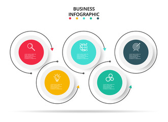 5 steps infographic template. Business concept infographic can be used for workflow layout, diagram, number options, progress, timeline