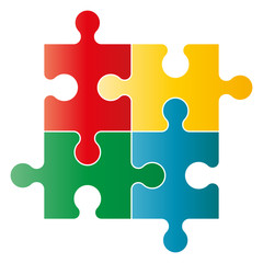 Puzzle vector illustration. Four piece puzzle
