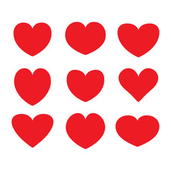 Red heart icon set vector