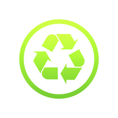 Vector illustration of recycle icon. Style is flat rounded symbol, eco green, rounded angles, white background